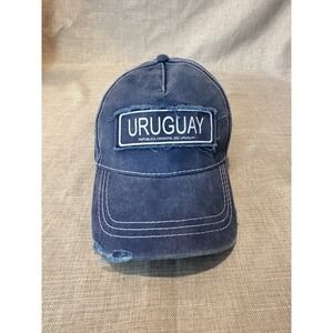 Uruguay Republic Distressed Blue Hat One Size Cotton Adjustable Patriotic Cap